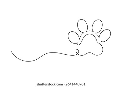 Dog Paw One Line Minimalist Vector Outline Illustration