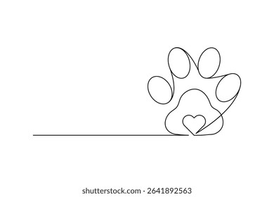 Dog Paw One Line Minimalist Vector Outline Illustration