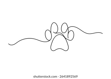 Dog Paw One Line Minimalist Vector Outline Illustration