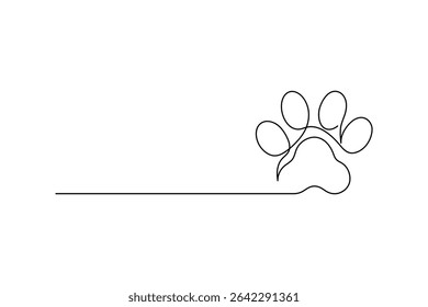 Dog Paw One Line Minimalist Vector Outline Illustration