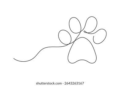 Dog Paw One Line Minimalist Vector Outline Illustration
