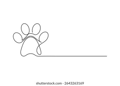 Dog Paw One Line Minimalist Vector Outline Illustration
