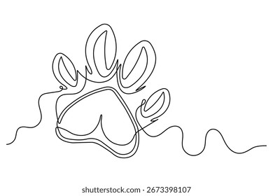 Cão pata contorno contínuo uma linha desenho minimalista isolado ilustração arte