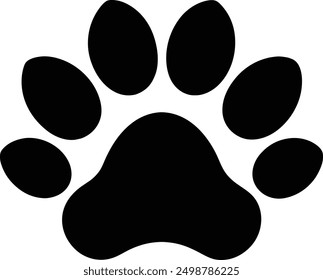 Dog Paw Print Black Silhouette Design.
