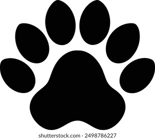 Dog Paw Print Black Silhouette Design.