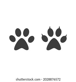 Dog paw print black vector icon. Pet footprint symbol.