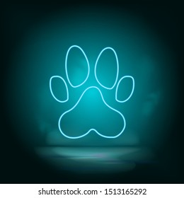 Dog paw print blue neon vector icon. Simple element illustration from map and navigation concept. Dog paw print blue neon vector icon. Real estate concept vector illustration.