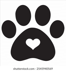 Dog paw print clip art design on plain white transparent isolated background for card, shirt, hoodie, sweatshirt, apparel, card, tag, mug, icon, poster or badge