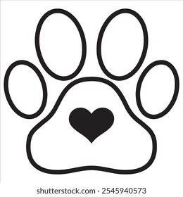 Dog paw print clip art design on plain white transparent isolated background for card, shirt, hoodie, sweatshirt, apparel, card, tag, mug, icon, poster or badge