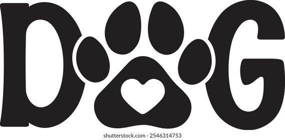 Dog paw print clip art design on plain white transparent isolated background for card, shirt, hoodie, sweatshirt, apparel, card, tag, mug, icon, poster or badge