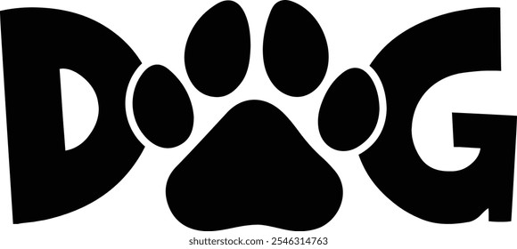 Dog paw print clip art design on plain white transparent isolated background for card, shirt, hoodie, sweatshirt, apparel, card, tag, mug, icon, poster or badge