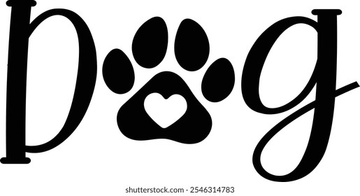 Dog paw print clip art design on plain white transparent isolated background for card, shirt, hoodie, sweatshirt, apparel, card, tag, mug, icon, poster or badge