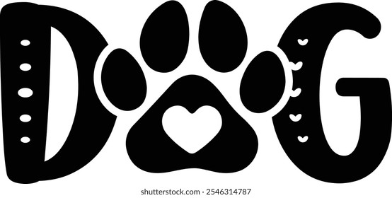 Dog paw print clip art design on plain white transparent isolated background for card, shirt, hoodie, sweatshirt, apparel, card, tag, mug, icon, poster or badge