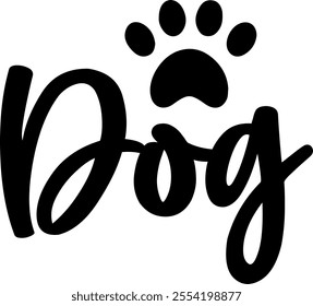 Dog paw print clip art design on plain white transparent isolated background for card, shirt, hoodie, sweatshirt, apparel, card, tag, mug, icon, poster or badge