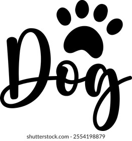 Dog paw print clip art design on plain white transparent isolated background for card, shirt, hoodie, sweatshirt, apparel, card, tag, mug, icon, poster or badge