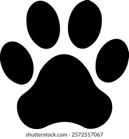 Dog paw print clip art design on plain white transparent isolated background for card, shirt, hoodie, sweatshirt, apparel, card, tag, mug, icon, poster or badge