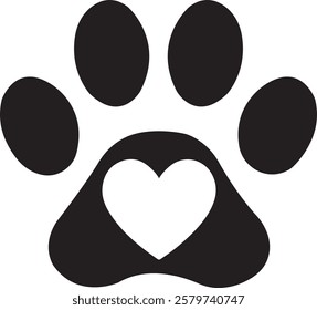 Dog paw print clip art design on plain white transparent isolated background for card, shirt, hoodie, sweatshirt, apparel, card, tag, mug, icon, poster or badge