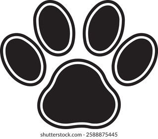 Dog paw print clip art design on plain white transparent isolated background for card, shirt, hoodie, sweatshirt, apparel, card, tag, mug, icon, poster or badge