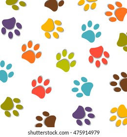 Dog paw print colorful pattern vector illustration