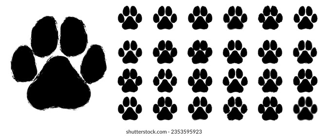 Dog paw print in different brush stroke style