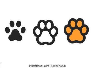 Dog paw print. Footprint. Vector icons isolated on white backgroung