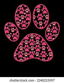 Dog Paw Print Graphic Retro Dog Lover Valentine's Day T-shirt Design