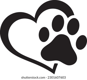 Dog paw print, Heart and paw, Dog love, Dog mom