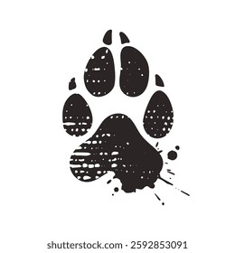 Dog paw print icon. Animal footprint in grunge style, vector illustration