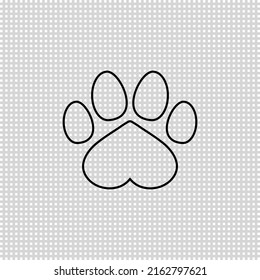 Dog Paw Print Icon With Heart. Outline And Line Style. Isolated Vector Illustration On Transparent Background.