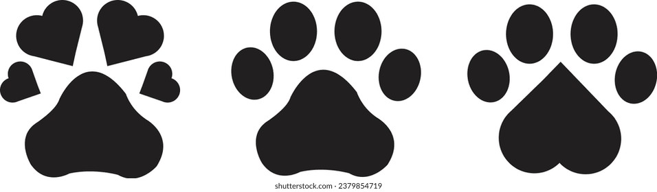 Dog paw print icon set vector art isolated on white background