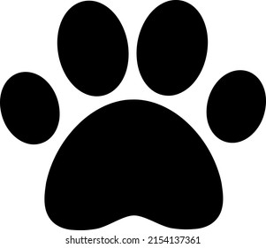 Dog paw print icon. Vector dog animal silhouette track.