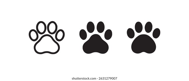 Dog paw print icons in various styles Vector