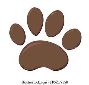 Dog paw print isolated on white background.