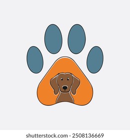 Dog paw print logo design. Cute dog logo design with a paw print and a dog's head inside. Perfect for pet businesses, animal shelters, and dog-related brands.