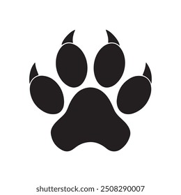 Dog Paw Print. Logo. Dog Paw icon. Vector Illustration. Isolated vector Illustration. Black on White background.