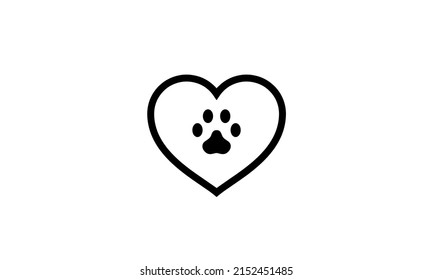 dog paw print with love icon vector icon simple perfect pixel outline design with white background good for pet shop