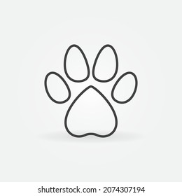 Dog Paw Print outline vector concept minimal icon or logo element