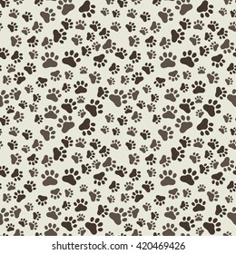 Dog Paw Print Seamless, anilams pattern, vector illustration