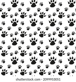 Patrón sin fisuras de la huella de la garra de perro sobre fondo blanco