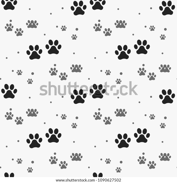 Dog Paw Print Seamless Pattern On Stock Vector (Royalty Free ...