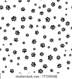 Dog paw print seamless. Template for your design. Vector illustration. Isolated on white background