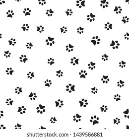 Dog Paw print seamless. Traces of Cat Textile Pattern. Cat footprint seamless pattern. Vector seamless