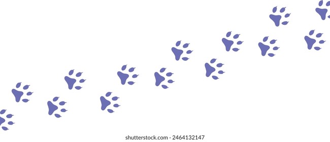 Dog paw print set. Paw foot trail print of animal. Vector