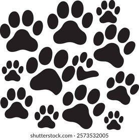 Dog paw print set. Paw icon collection on white background .
