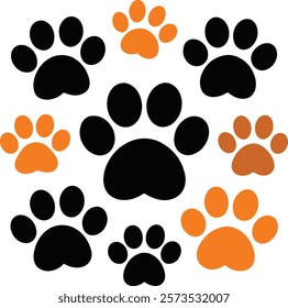 Dog paw print set. Paw icon collection on white background .
