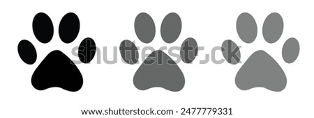  Dog paw print set. Paw icon collection on white background . Vector illustration.
