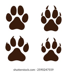 dog paw print set vector animal footprint