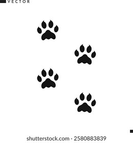 Dog paw print silhouette. Animal track vector illustration. Pets paw prints  