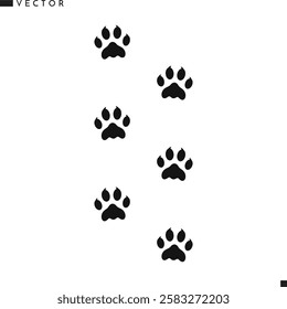 Dog paw print silhouette. Animal track. Shepherd dog paw print vector illustration 