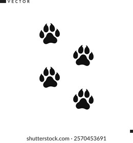 Dog paw print silhouette. Puppy paw print vector 